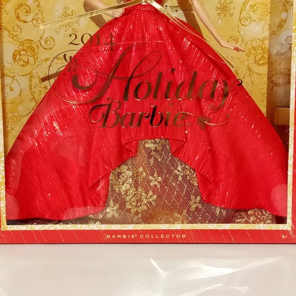 Holiday Barbie 2014 Barbie Collector BDH13 Original Box MINT Red/Gold Gown - Picture 7 of 7